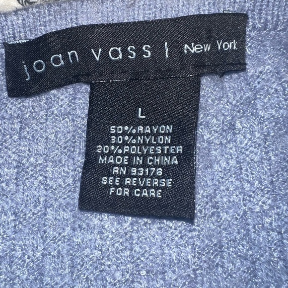 Joan Vass Sz L Blue Mist Long Sleeve Crew Neck Knit Women’s Sweater Pullover BN - Picture 9 of 9